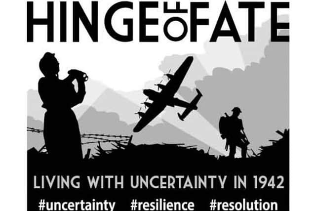 A poster for the Hinge of Fate exhibition which runs at Lancaster city museum until next February, 2023.