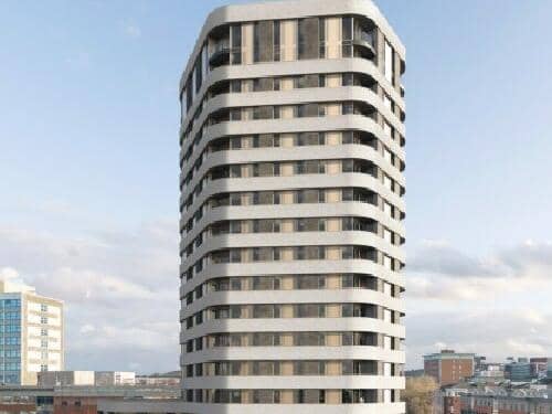 The apartment block will not contain any affordable category housing - but the developer behind it will fund such properties elsewhere in Preston (image: Buttress Architects)