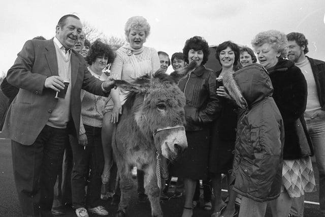 Dolly the donkey made a Leyland landlady's birthday dreams come true. The former Blackpool beach beauty turned up at the doorstep of the Railway Hotel just as Pauline Malloy was calling last orders. Bar staff from the pub adopted the donkey from Bleakholt Animal Sanctuary, near Bury, as a surprise present for Pauline who had always dreamt of owning one