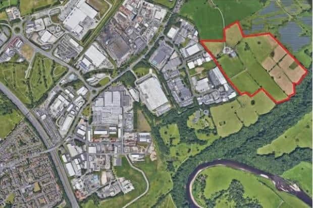Map of Roman Way Industrial Estate showing the proposed extension in red (Image: Fletcher Rae Architects).