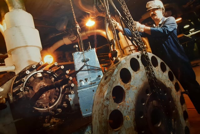 Fitter Peter McConville was one of a team working on a boiler feed pump at ICI, Fleetwood