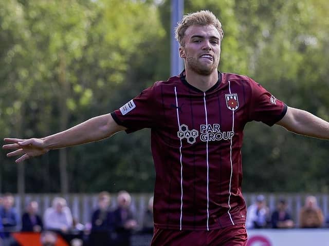 Tom Carr celebrates his equaliser (photo courtesy of David Airey/dia_images)
