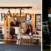 Left: Michelle Keegan with the Baked.Cakes staff. Right: Joe Gilgun with a young fan. Credit: Baked.Cakes