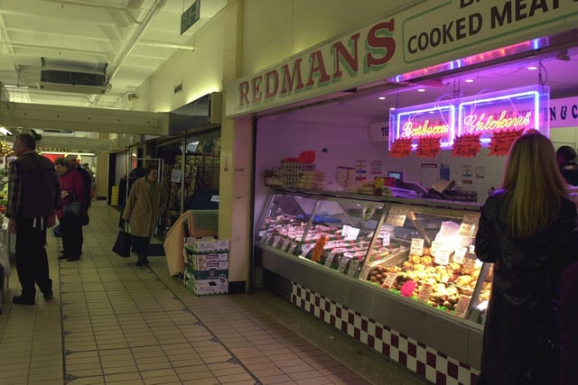 Redmans cooked meat stall at the indoor market in Preston