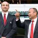England head coach Eddie Jones  with former forwards coach Steve Borthwick (left)