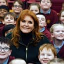The Duchess of York pictured during her visit to Burnley's Holy Trinity Primary School yesterday