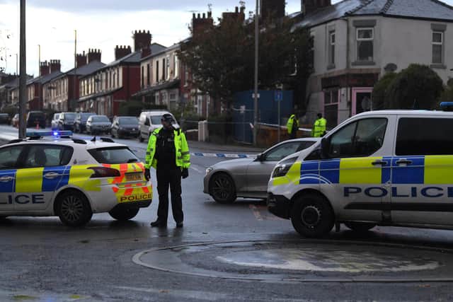 Photo Neil Cross; Scene of the police incident on Tulketh Brow, Preston