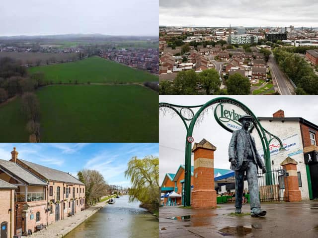 Semi-rural Chorley (top left) believes it has more in common with South Ribble (bottom right) and West Lancashire (bottom left) than the city of Preston (top right)