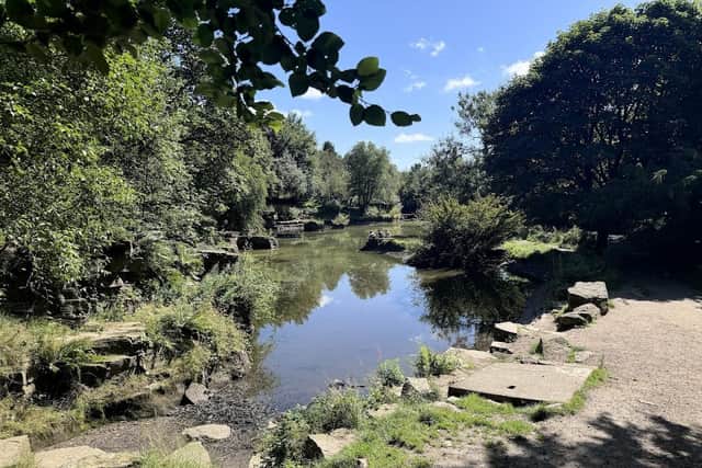 The Japanese Lake at Rivington Terraced Gardens.