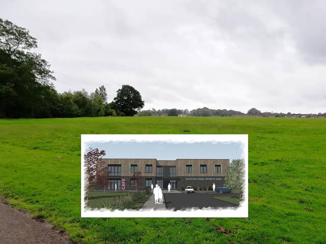 How the new sports pavillion at Ashton Aprk could look - but not if campaigners have anything to do with it (main image: National World/inset: Cassidy + Ashton)