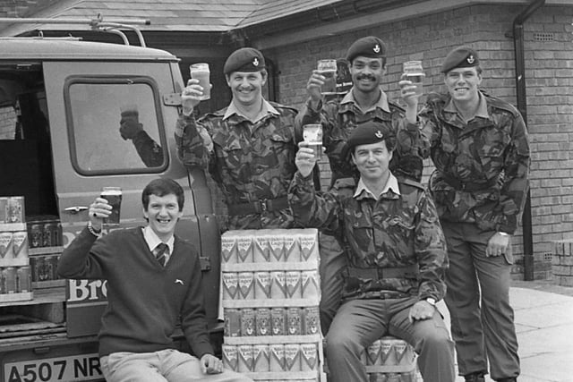 A presentation of ale to the Falkland Heroes pub in Tanterton, Preston