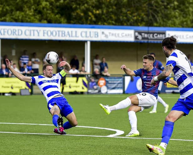Action from the Coasters' defeat at Oxford City on Saturday (photo courtesy of Steve Mclellan)