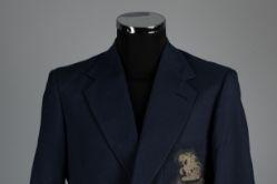The cricketer's blazer features dark blue with embroidered breast pocket badge and inscribed 1974 AUSTRALIA & N.Z. 1975