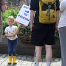 Four-year-old Holly summed up the sentiment at the rally on Lune Street on Saturday  (image: Neil Cross)