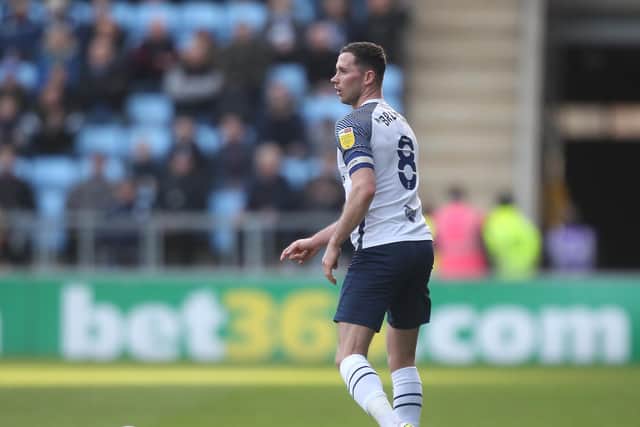 Preston North End captain Alan Browne in action against Coventry City.