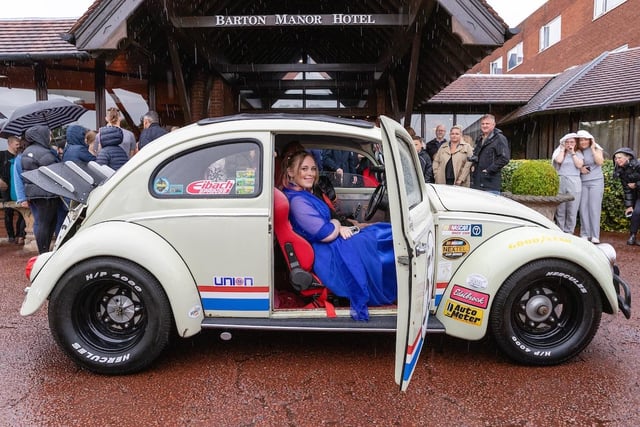 PGHS Valedictory Dinner. Abby L in a Volkswagen Beetle at Barton Manor Hotel