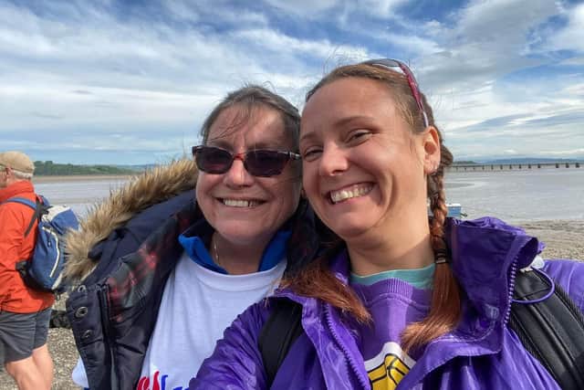 Alison Littlewood and Kirsty Littlewood take part in the Cross Bay walk