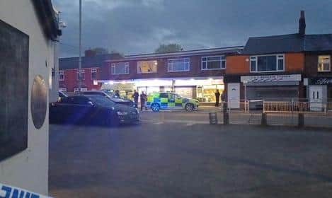A man in his 20s was stabbed in the head and body outside the Spar store in Leyland Lane, Leyland at 7.38pm last Friday (April 21). He was taken to hospital where he was treated for life-changing injuries. Picture by Richard Tattersall