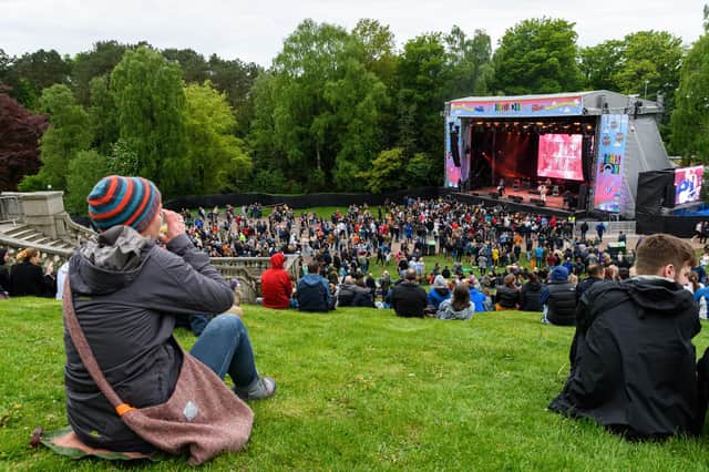Crowds at the Thursday night Highest Point Festival at Williamson Park, Lancaster. Photo: Kelvin Stuttard