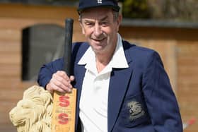 A unique collection of record breaking, match used cricket bats, caps and man of the match medals once owned by Lancashire cricket legend David "Bumble" Lloyd (pictured) is going under the hammer next month online