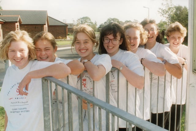 A group of excited schoolgirls helped carry the Olympic torch through the Preston area on its 1,500 mile journey around the country in 1991. Torch bearers, from left, Lynda Rainford, Clare Crowley, Joanna Holland, Carole Peacock, Joanne Todhunter, Mandy Duffy, and Sara Prendergast were chosen because they are involved in the Duke of Edinburgh Award scheme