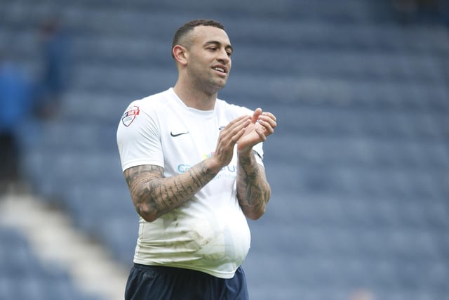 Preston North End's Craig Davies applauds the fans as he leaves the pitch after the final whistle with the match ball after scoring a second half hat-trick.