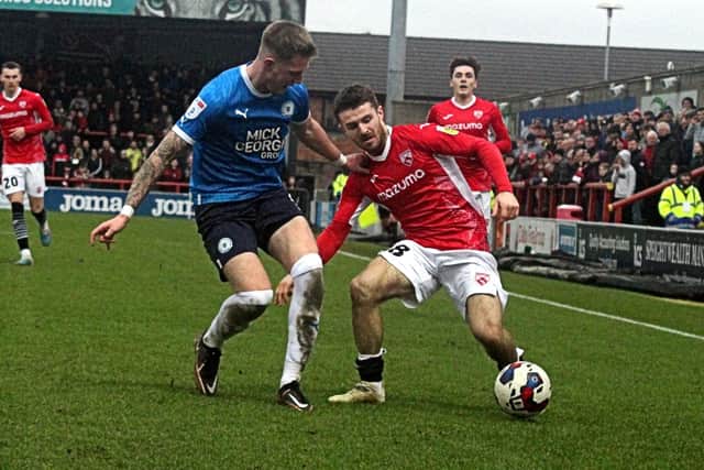 Dan Crowley on the ball against Peterborough United. (Photo: Michael Williamson)
