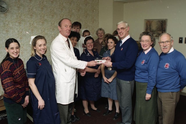 When Scout leader Barry Gibson spent some time recovering from a back injury in Royal Preston Hospital he decided to do something to repay the staff. With help from his scouting colleague he managed to raise £800 for the orthopaedic ward at RPH. Pictured above is consultant James Faux (left), receiving one of the syringe drivers bought with the money, from Mr Gibson