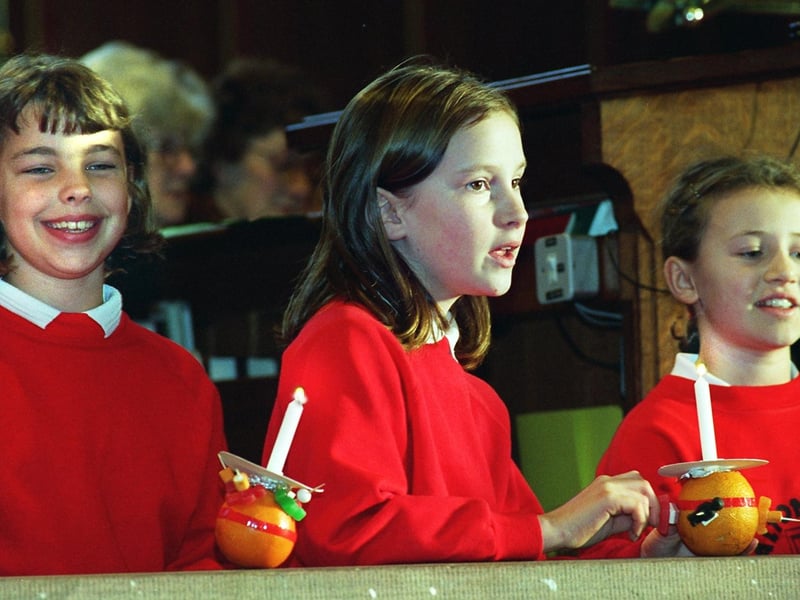 Pupils from Walton-le-Dale County Primary school during their Christingle service at St. Aidens Church, Bamber Bridge