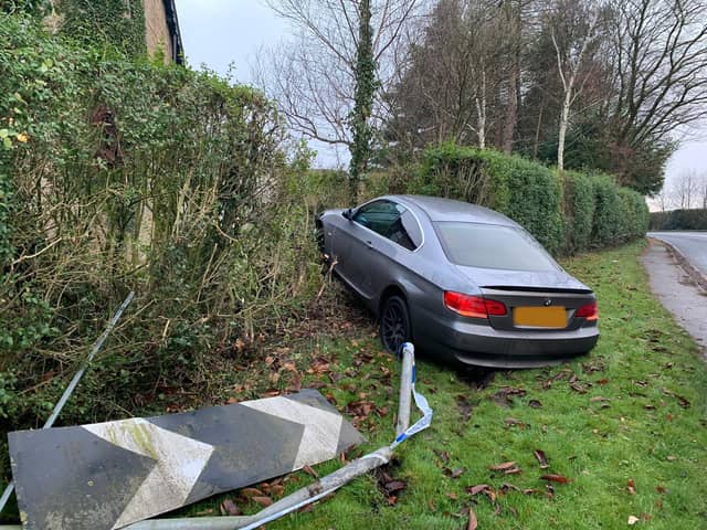 A drink-driver has been charged after a car crashed into a hedge near Preston (Credit: Lancs Road Police)