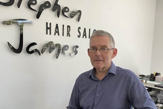 Stephen Warburton of Stephen James hair salon in Morecambe.