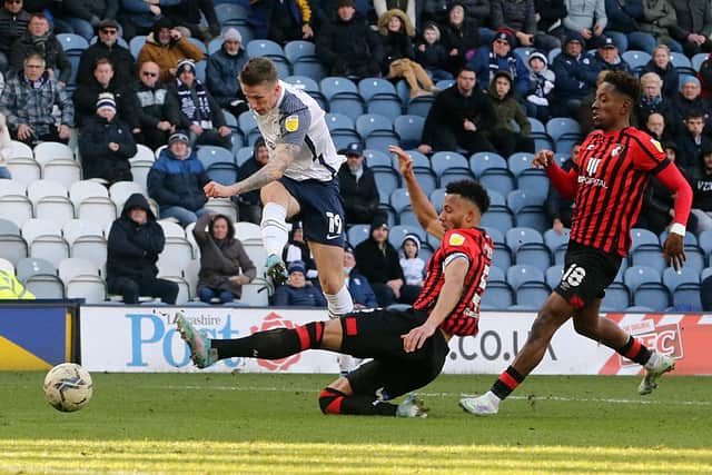 Emil Riis nets Preston North End's winning goal in their 2-1 victory over Bournemouth.