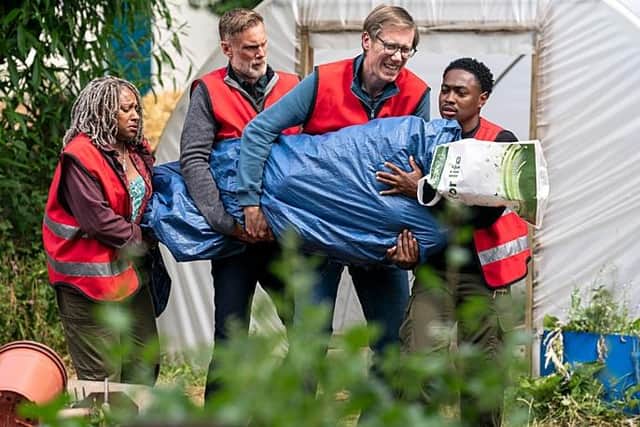 Most of the first episode of the new series of The Outlaws revolved around the disposal of a dead body - but was still hilariously funny (Picture: BBC/Big Talk)