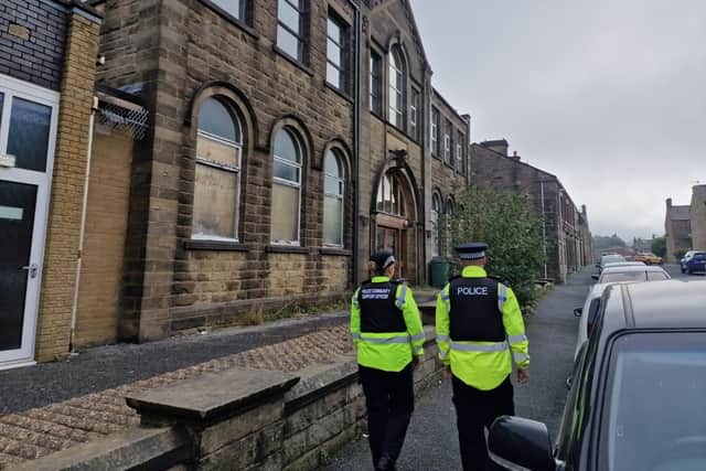 Officers on patrol in Barnoldswick (Credit: Lancashire Police)