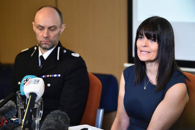 Assistant Chief Constable Peter Lawson (left) and Detective Superintendent Rebecca Smith of Lancashire Police update the media in St Michael's on Wyre (Credit: Peter Byrne/PA Wire)