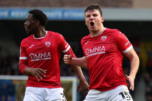 Chris Stokes scored Morecambe's second goal at Newport County AFC Picture: Andrew Redington/Getty Images