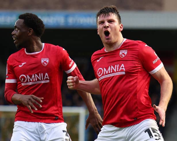 Chris Stokes scored Morecambe's second goal at Newport County AFC Picture: Andrew Redington/Getty Images