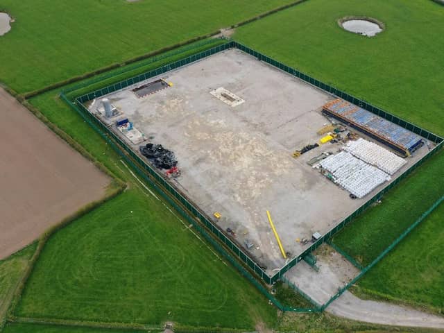 An aerial view of the closed shale gas extraction (fracking) well at Preston New Road, near Blackpool