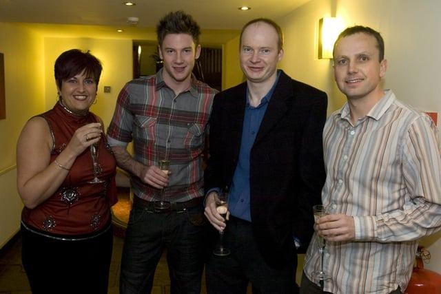 Julie Murray, Stuart Iddon, Edward Barnes and Richard Howarth at Barton Grange Hotel for a Christmas party in 2009