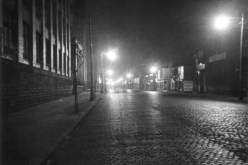 New Hall Lane at Night, Preston c.1950 
Image courtesy of Norman Worthington.