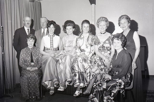 Ladies and Gentelman who are taking part in a fashion parade at St Mary's in Penwortham. Feb 1972