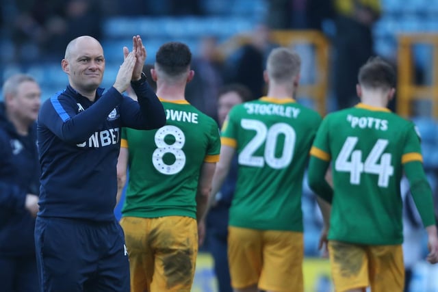 Preston North End manager Alex Neil applauds the Preston fans at the end of the game