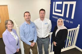 Lancashire County Councillor, Carole Haythornthwaite, lead member for economic growth and environment, with Paul Rava and Richard Campbell and Councillor Lubna Khan, executive member for economy and growth, Burnley Council.