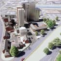 Bird's eye view of how the proposed blocks would fit into the Stoneygate area of Preston, opposite the Bhailok Tower.