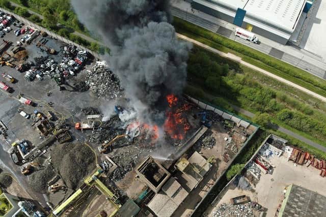The scene from the air on Saturday, as caught by the the Lancashire Fire and Rescue Service drone.