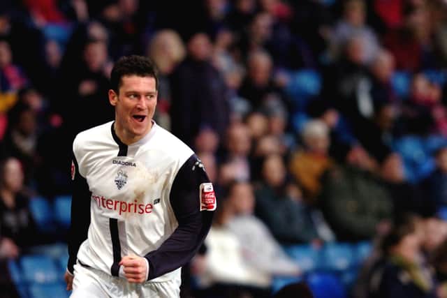 David Nugent wheels away after a solo goal against Crystal Palace.