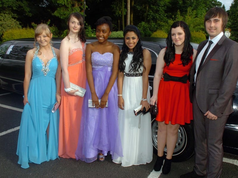 From left, Candice Rigby, Emma Reibbitt, Nomsa Mpofu, Jesna Jijo, Beth Merryweather and Alex Hall at the Penwortham Girls High School Prom at The Pines