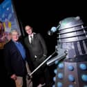 Peter Purves and Professor Andrew Ireland in the room where scenes for the Doctor Who missing episode recreation were filmed.