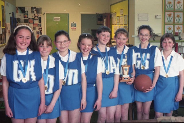 This group of girls from St Annes RC Primary School in Leyland are all sporting winning smile as they won a netball tournament