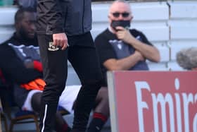 Morecambe manager, Derek Adams  (Photo by James Chance/Getty Images)